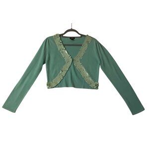 Shine New York Women Sequin Embellished Silk & Cashmere Cardigan Sweater Size M